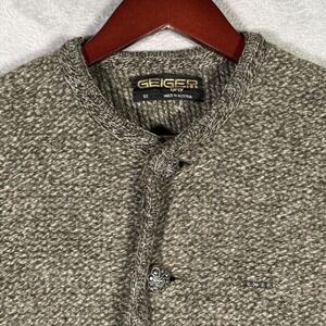 Geiger Tyrol Sweater Mens 50 Gray Boiled Wool Button Front Cardigan Austria